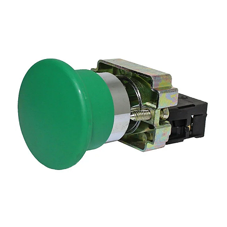 Botão Cogumelo Metal Verde 22mm LK2-BC31 1NA Sem Retenção – Lukma