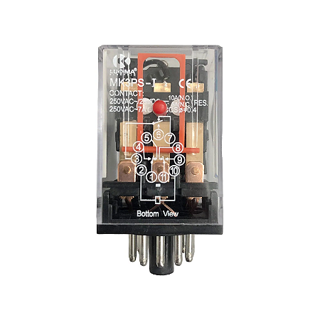Relé Industrial 11 Pinos 220Vac 3 Contatos – Lukma