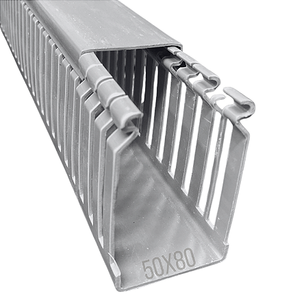Canaleta Recorte Aberto PVC 50x80mm 2 Metros Cinza – Dutoplast