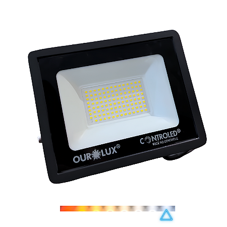 Refletor ControLED 100W com Sensor de Presença + Sensor de Luminosidade 6500K IP65 Bivolt – Ourolux