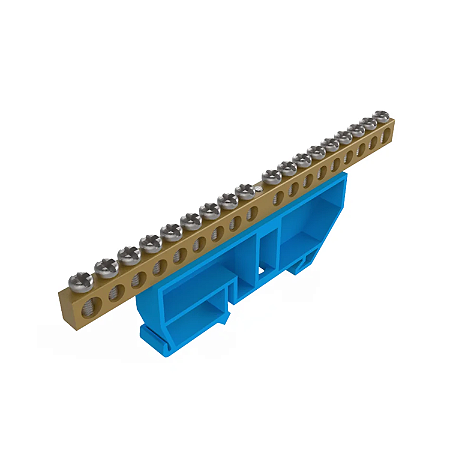 Barramento Neutro com Suporte DIN Azul 2+16P – Soprano