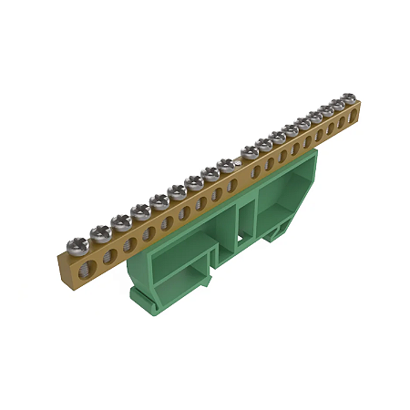 Barramento Terra com Suporte DIN Verde 2+16P – Soprano