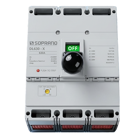 Disjuntor Caixa Moldada 3x630A DL630-X – Soprano
