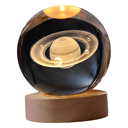 Luminária LED 3D Bola de Cristal Planeta – Embuled