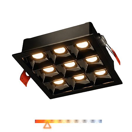 Spot LED Point de Embutir 9 Focos 18W 2700K 1105LM 30° Bivolt Preto – Spotline