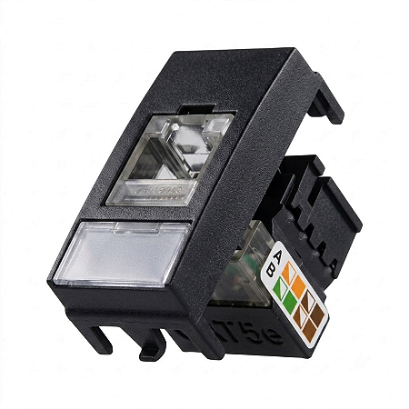 Módulo Tomada de Rede RJ45 CAT.5e Ebony – Linha Clean – MarGirius