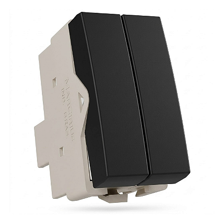 Módulo Interruptor Duplo Simples Ebony – Linha Clean – MarGirius
