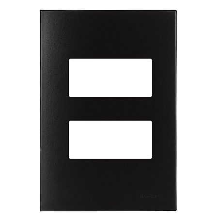 Placa 4x2 2 Postos Separados com Suporte Ebony – Linha Clean – MarGirius