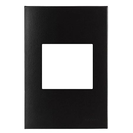 Placa 4x2 2 Postos Juntos com Suporte Ebony – Linha Clean – MarGirius