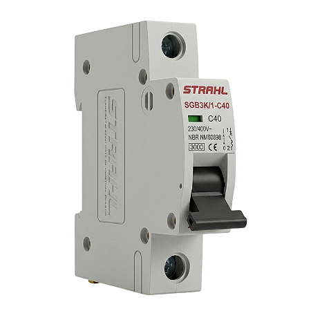 Disjuntor Unipolar DIN 40A Curva C 3kA SGB3K/1-C40 – Strahl