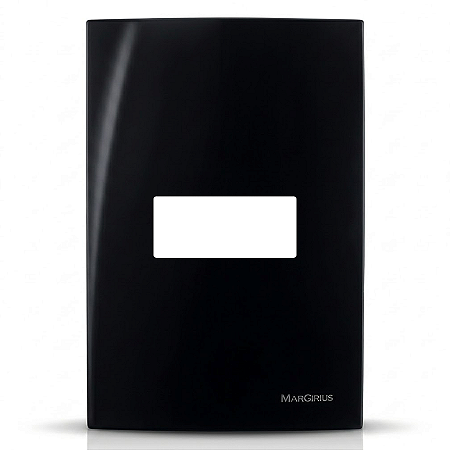 Placa 4x2 1 Posto Horizontal com Suporte Preto Ebony – Linha Sleek – MarGirius