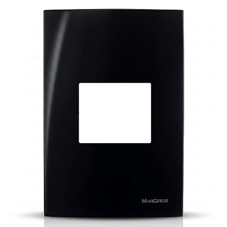 Placa 4x2 2 Postos Juntos com Suporte Preto Ebony – Linha Sleek – MarGirius
