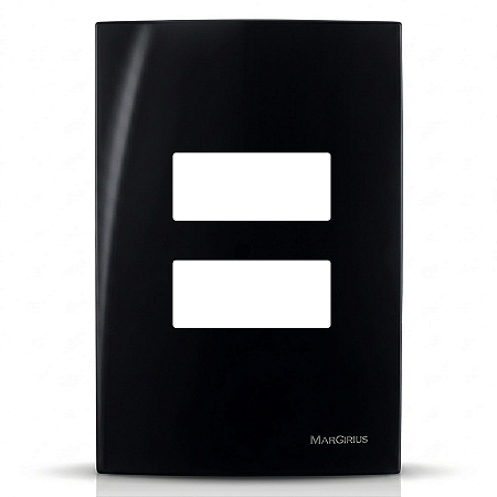 Placa 4x2 2 Postos Separados com Suporte Preto Ebony – Linha Sleek – MarGirius