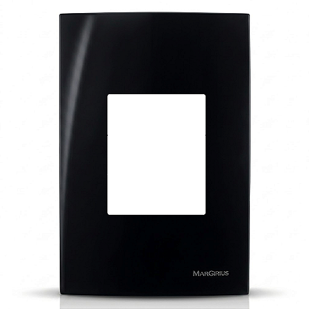 Placa 4x2 3 Postos Juntos com Suporte Preto Ebony – Linha Sleek – MarGirius