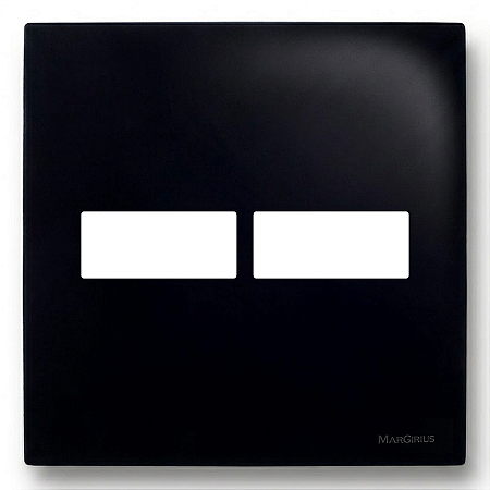 Placa 4x4 2 Postos Horizontais com Suporte Preto Ebony – Linha Sleek – MarGirius