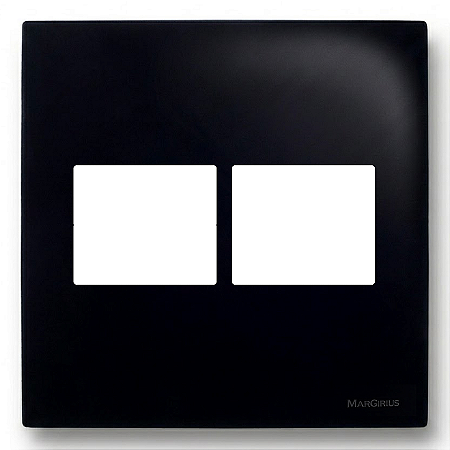 Placa 4x4 2+2 Postos Juntos com Suporte Preto Ebony – Linha Sleek – MarGirius