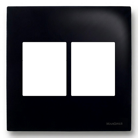 Placa 4x4 3+3 Postos Juntos com Suporte Preto Ebony – Linha Sleek – MarGirius