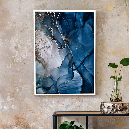 Quadro Decorativo Mármore Tom Azul Escuro