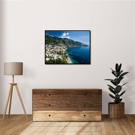 Quadro Decorativo Casas na Encosta de uma Praia