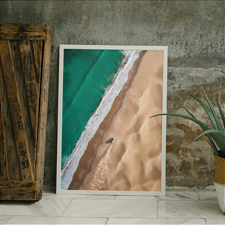 Quadro Decorativo Faixa de Areia e Mar com Água Verde