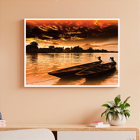 Quadro Decorativo Dois Barcos em uma Praia