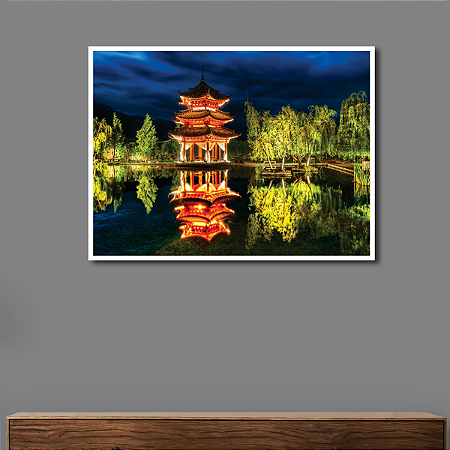 Quadro Decorativo Construção Japonesa no Lago