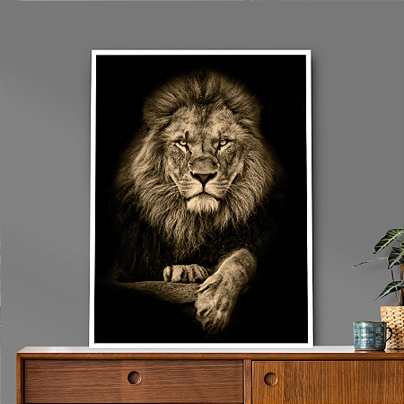 Quadro Decorativo Leão de Judá Sépia