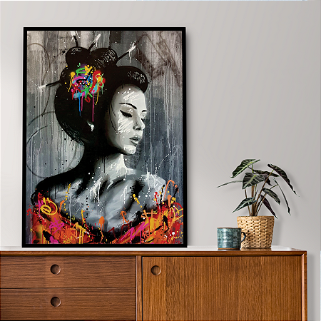 Quadro Decorativo Mulher - Desenho Oriental Geixa