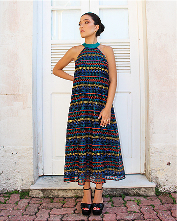 Vestido Midi Bordado Profusão