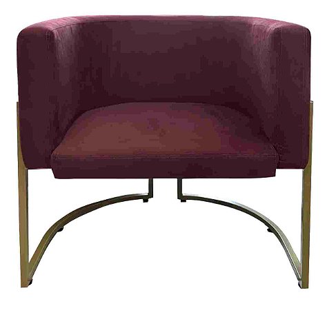 Poltrona Jade Corporativa - Base Dourada - Tecido Marsala Premium - Design Sofisticado