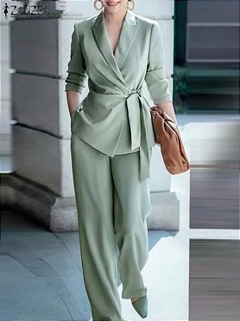 Terno Blazer Combinador Para Mulheres, Fatos De Manga Longa