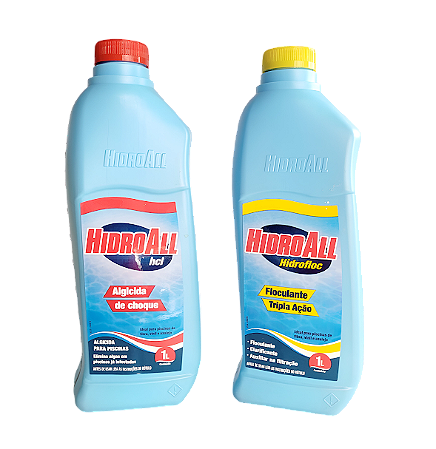 Kit Clarificante e Algicida Choque Para Piscinas Hidroall HCL