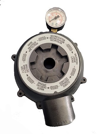 Kit Tampa Válvula 6 Vias 1½ Para Filtro Pentair Sibrape BR Pro + Manômetro