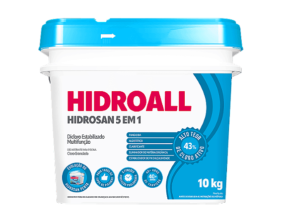 Cloro Granulado Multifunção Hidrosan 5 em 1 HidroAll – Balde 10kg
