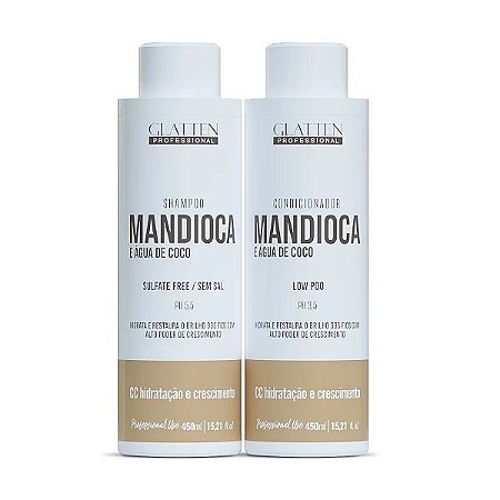 Shampoo + Condicionador Mandioca e Água de coco Glatten 900ml