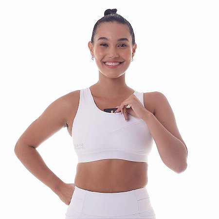 Top de Compressao com Bolso Recortes Branco