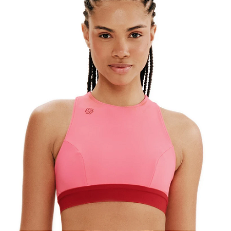 Top Cropped Dupla Face Total Emana Rosado e Carmim