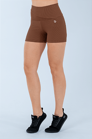 SHORT FITNESS PILLE MARROM CHARUTO/CANELADO