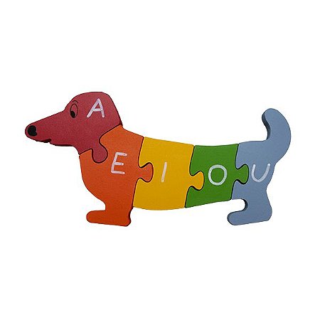 Quebra-Cabeça com Vogais e Números - Cachorro