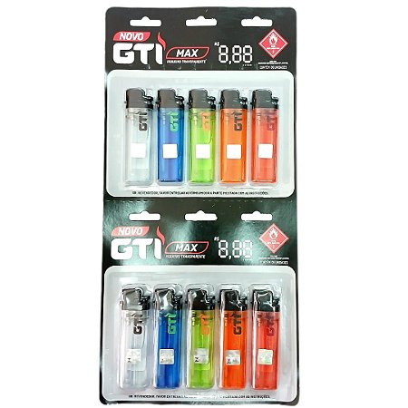 Isqueiro GTI Transparente Grande - Display 10 un