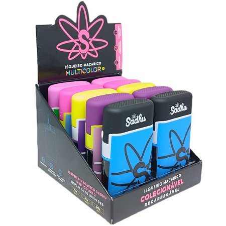 Isqueiro Maçarico Sadhu 'Multicolor 2' - Display 10 un