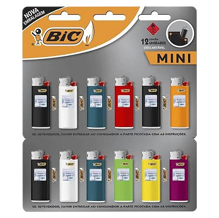 Isqueiro Bic Color Pequeno - Display 12 un