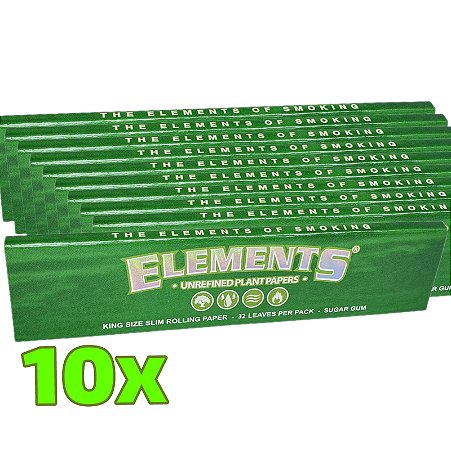 Kit Seda Elements Green Slim King Size - 10 Unidades