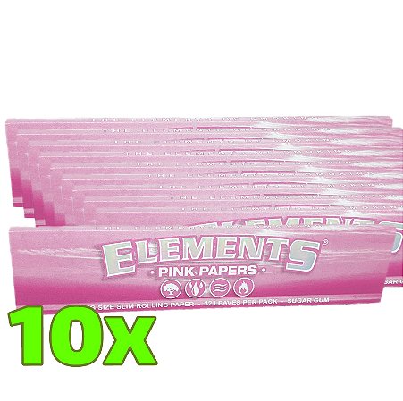 Kit Seda Elements Pink Slim King Size - 10 Unidades
