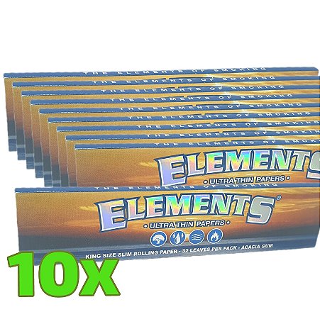 Kit Seda Elements Slim King Size - 10 Unidades
