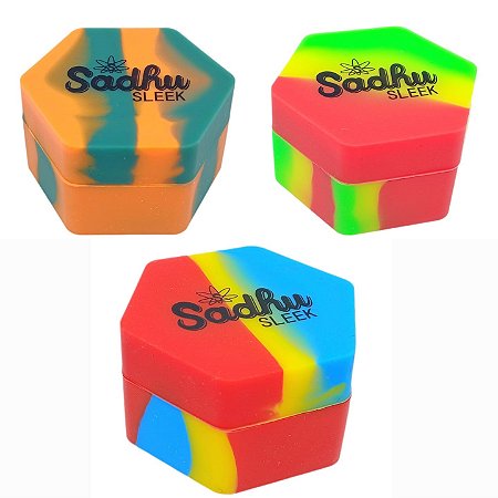Kit Container Silicone Sadhu Hexagonal Colorido 26ml - 3 Unidades