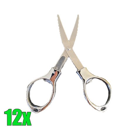 Kit Tesoura Dobrável Prata - 12 Un