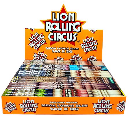 Seda Lion Rolling Circus Brasil Slim Mega Longa King Size - Display 21 Un