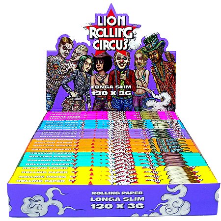 Seda Lion Rolling Circus Brasil Slim Longa King Size - Display 24 Un