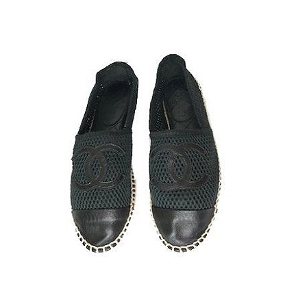 Espadrille Chanel Couro Preta